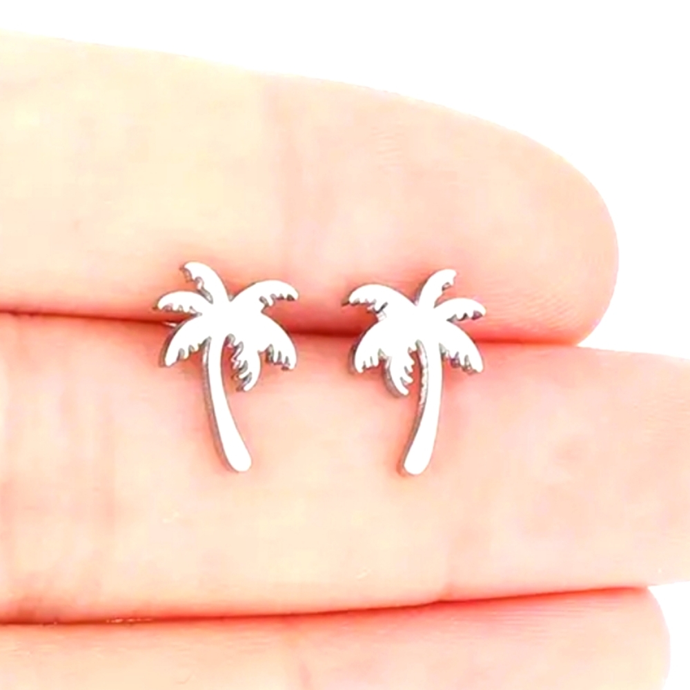 Palm Tree Stainless steel Earring Set